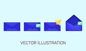 3d realistic icon modern purple closed mail envelope design vector