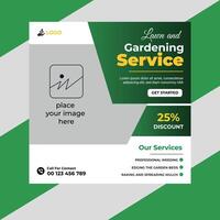 Lawn and gardening maintenance social media post banner template vector