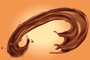 Chocolate liquid splash for design use, 3d illustration element isolated on warm background vector