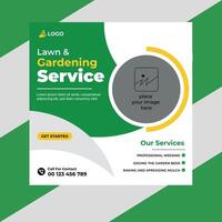 Lawn garden or landscaping social media post template vector