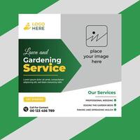 Lawn and gardening maintenance social media post banner template vector
