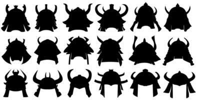 set japanese samurai helmet black silhouette icon. Shogun armor helmet symbol design illustration vector