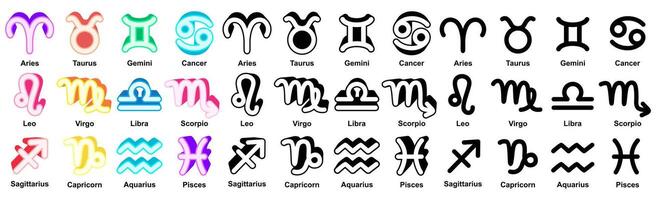 Set trendy zodiac icon. Astrological Horoscope symbol design illustration vector