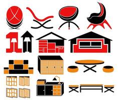 Set furniture icon. Interiors logo design illustration vector