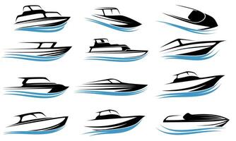 conjunto velocidad barco logo icono diseño ilustración vector