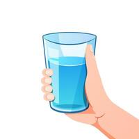 Hand holding glass of water isolated on white background. vector