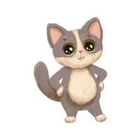 mano dibujado personaje gato. gracioso dibujos animados gatito aislado en blanco vector