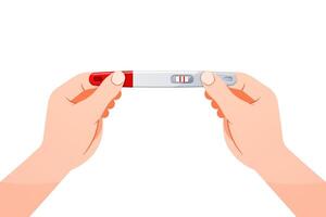 Hand holding a pregnancy test kit isolated on white background. vector
