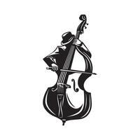 doble bajo músico logo imagen. musical instrumento ilustración vector