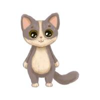 Hand drawn character cat. Funny cartoon kitty isolated on white vector