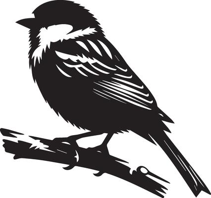Sparrow silhouette illustration on white background. Sparrow logo.