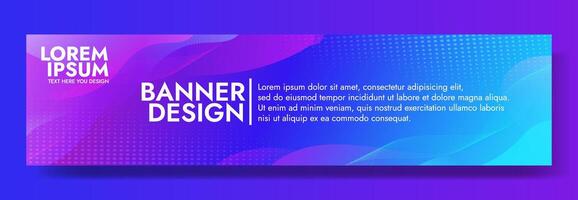 Eye catching violet blue abstract gradient wave banner template. Ideal for headers, promos, and modern graphic elements vector