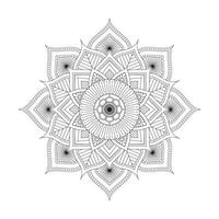 sencillo negro y blanco línea Arte loto mandala forma con floral puntos y pétalos concepto vector