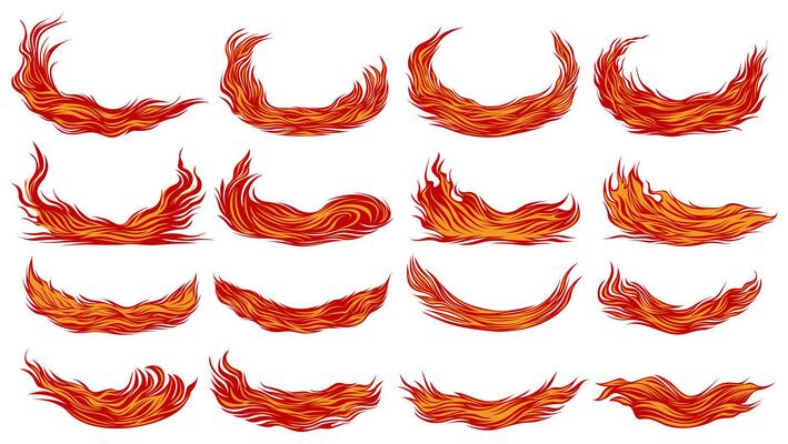 Set burning fire waves icon. Flames symbol design illustration