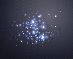 Blue magic sparks and dust stars. Blue glow flare light effect. vector