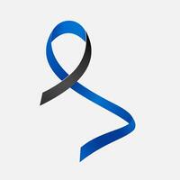 Blue and black ribbon awareness Ocular Melanoma, Police Officers Lost in the Line of Duty. Isolated on white background. vector