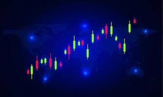 Candlestick Green and Red Symbol Trade with Bar chart with the map background for stock Digital concept financial vector