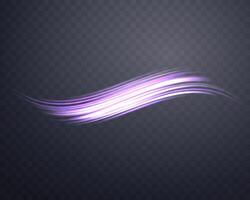 Glowing purple lines. Neon realistic energy speed. Abstract light effect on a dark background. vector