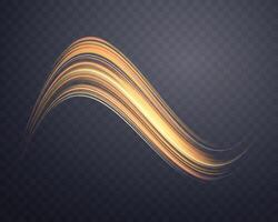 Glowing orange lines. Neon realistic energy speed. Abstract light effect on a dark background. vector