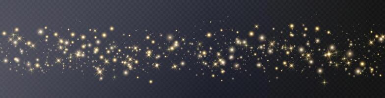 Gold glittering dots, particles, stars magic sparks. Glow flare light effect. Gold luminous points. vector