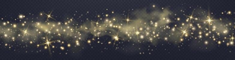 Gold glittering dots, particles, stars magic sparks. Glow flare light effect. Gold luminous points. vector