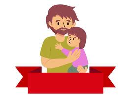 Father Holding Daughter Ribbon Background vector