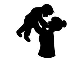 Mother Holding Daughter silhouette Background vector