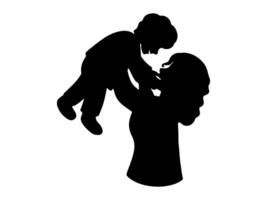 Mother Holding Son silhouette Background vector