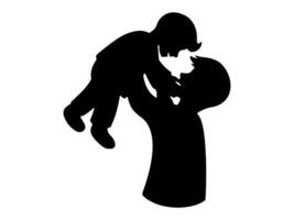 Father Holding Son silhouette Background vector