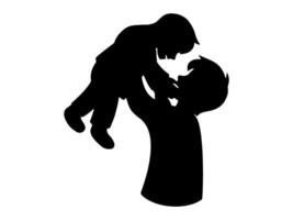 Father Holding Child silhouette Background vector