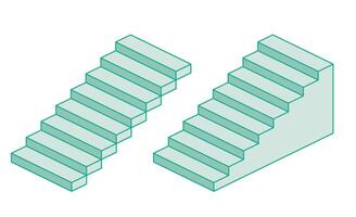 isométrica dos escaleras. contorno objetos aislado en blanco. escalera icono símbolo. vector