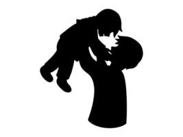 Father Holding Daughter silhouette Background vector