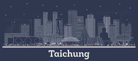 Outline Taichung Taiwan City Skyline with white Buildings. Business Travel and Tourism Concept with Historic Architecture. Taichung China Cityscape with Landmarks. vector