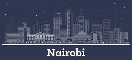Outline Nairobi Kenya City Skyline with white Buildings. Business Travel and Concept with Modern Architecture. Nairobi Cityscape with Landmarks. vector