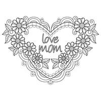 Frame love mom hand drawn for adult coloring book vector