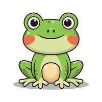 Cute cartoon frog set, animation frames. Adorable little froggy smiling, jumping, croaking, waving and catching fly with tongue. Simple flat style illustration. vector