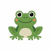 Cute cartoon frog set, animation frames. Adorable little froggy smiling, jumping, croaking, waving and catching fly with tongue. Simple flat style illustration. vector