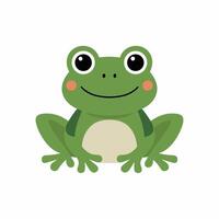 Cute cartoon frog set, animation frames. Adorable little froggy smiling, jumping, croaking, waving and catching fly with tongue. Simple flat style illustration. vector