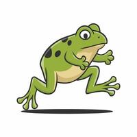 Cute cartoon frog set, animation frames. Adorable little froggy smiling, jumping, croaking, waving and catching fly with tongue. Simple flat style illustration. vector