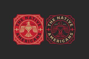 native american eagle logo design for adventure and outdoor company business vector