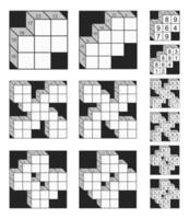 Kakuro puzzle set with solutions vector