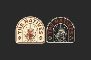native horn cup american indian logo design for adventure and outdoor company business vector