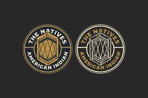 native shield american indian logo design for adventure and outdoor company business vector