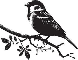 Sparrow silhouette illustration on white background. Sparrow logo. vector