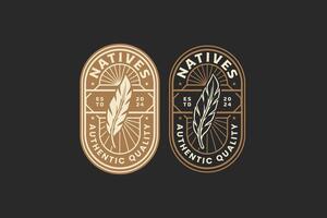 native feather logo design for adventure and outdoor company business vector