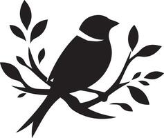 Sparrow silhouette illustration on white background. Sparrow logo. vector