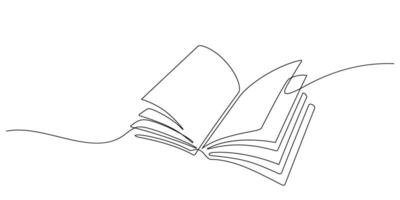 opened book continous line drawing minimalism decorative art vector