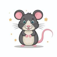 Cartoon mouse set. Grey furry rodent little rat with pink hairless tail walking or sitting isolated on white. illustration for pet, animal, wildlife concept vector
