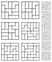 Kendoku puzzle set with solutions vector