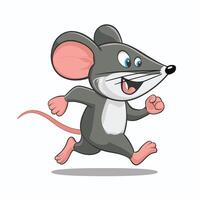 Cartoon mouse set. Grey furry rodent little rat with pink hairless tail walking or sitting isolated on white. illustration for pet, animal, wildlife concept vector